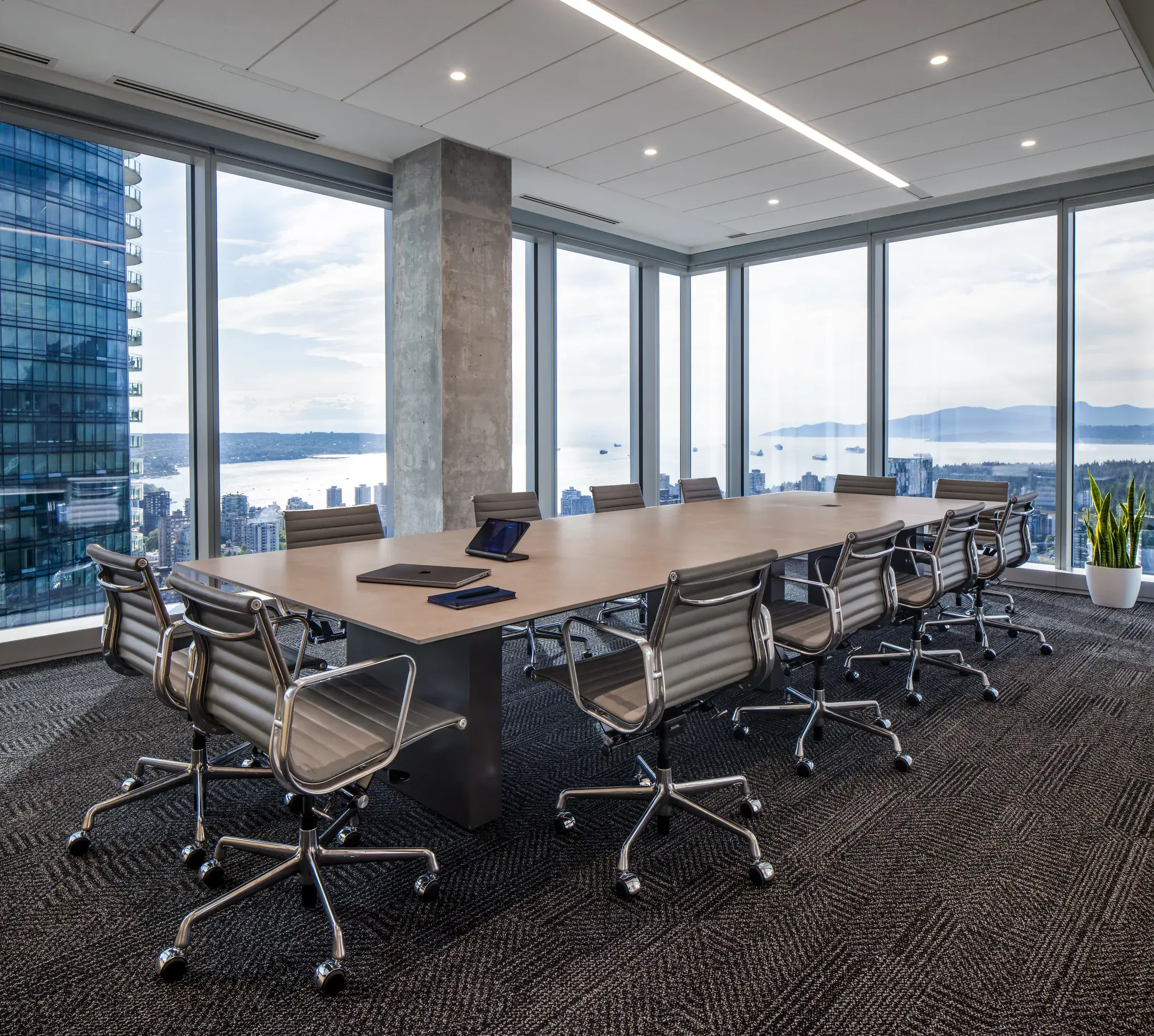 Boardroom with mountain and harbour views