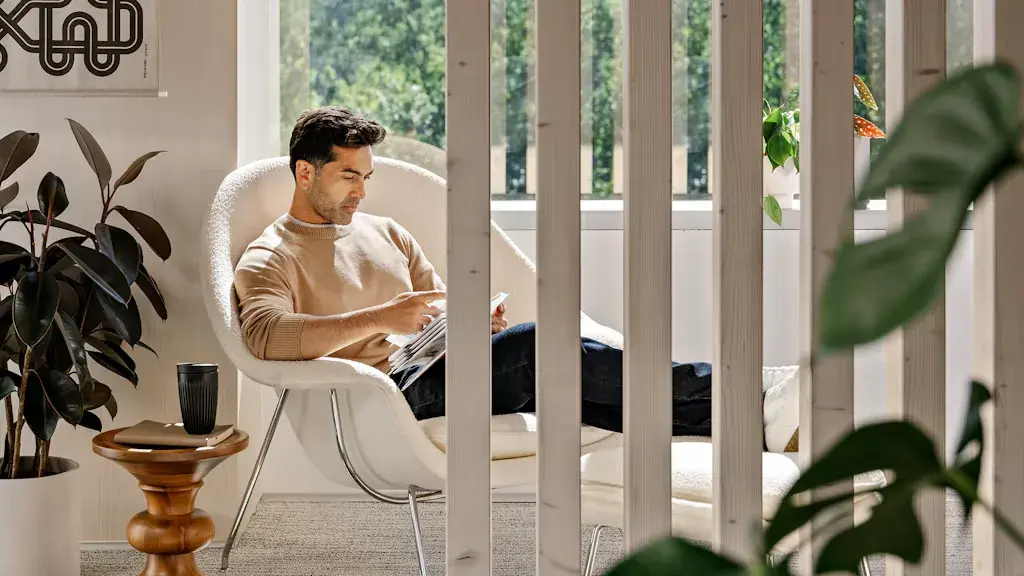 Person reading in a quiet workplace setting