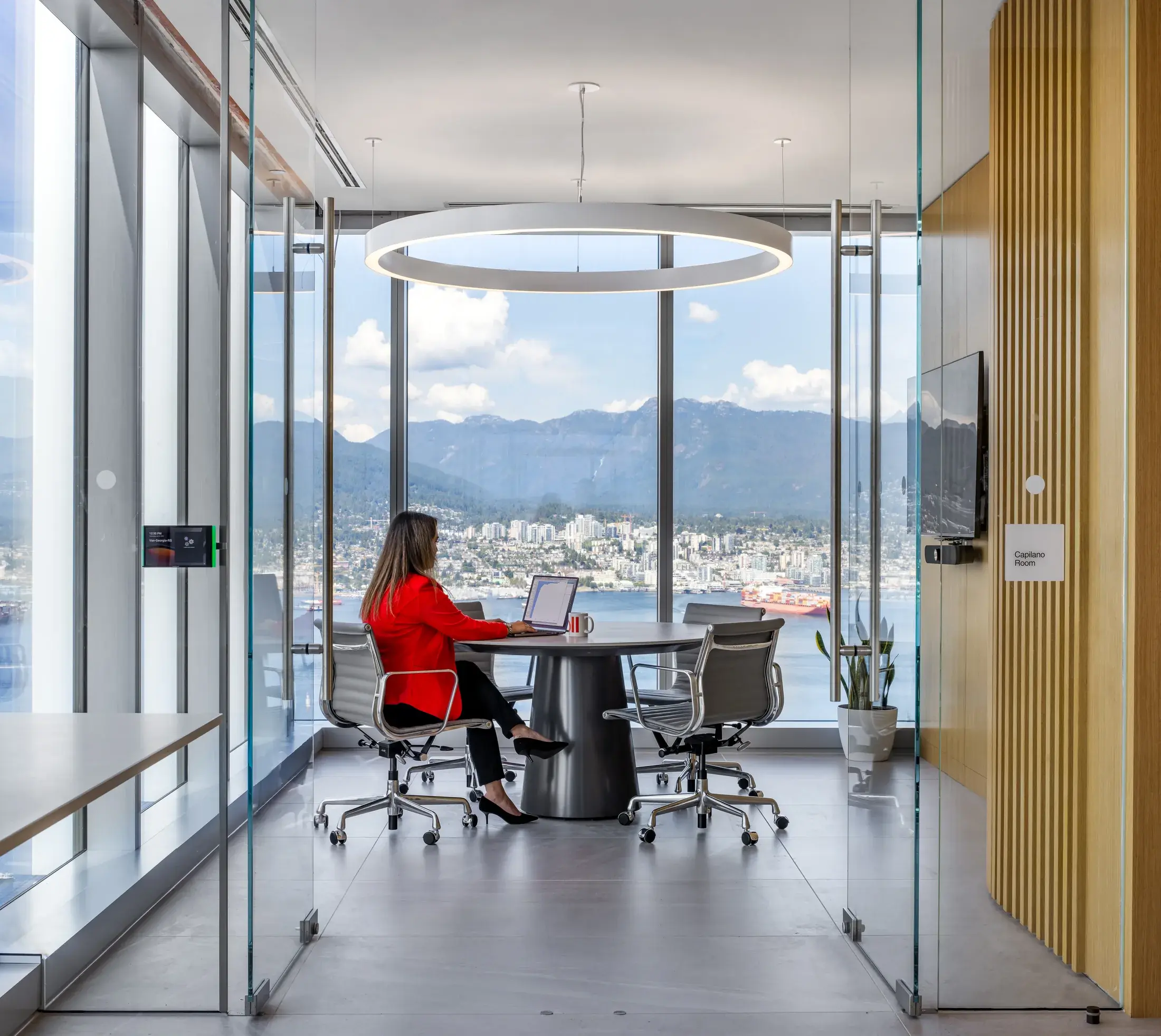 Glazed meeting room overlooking Vancouver harbour